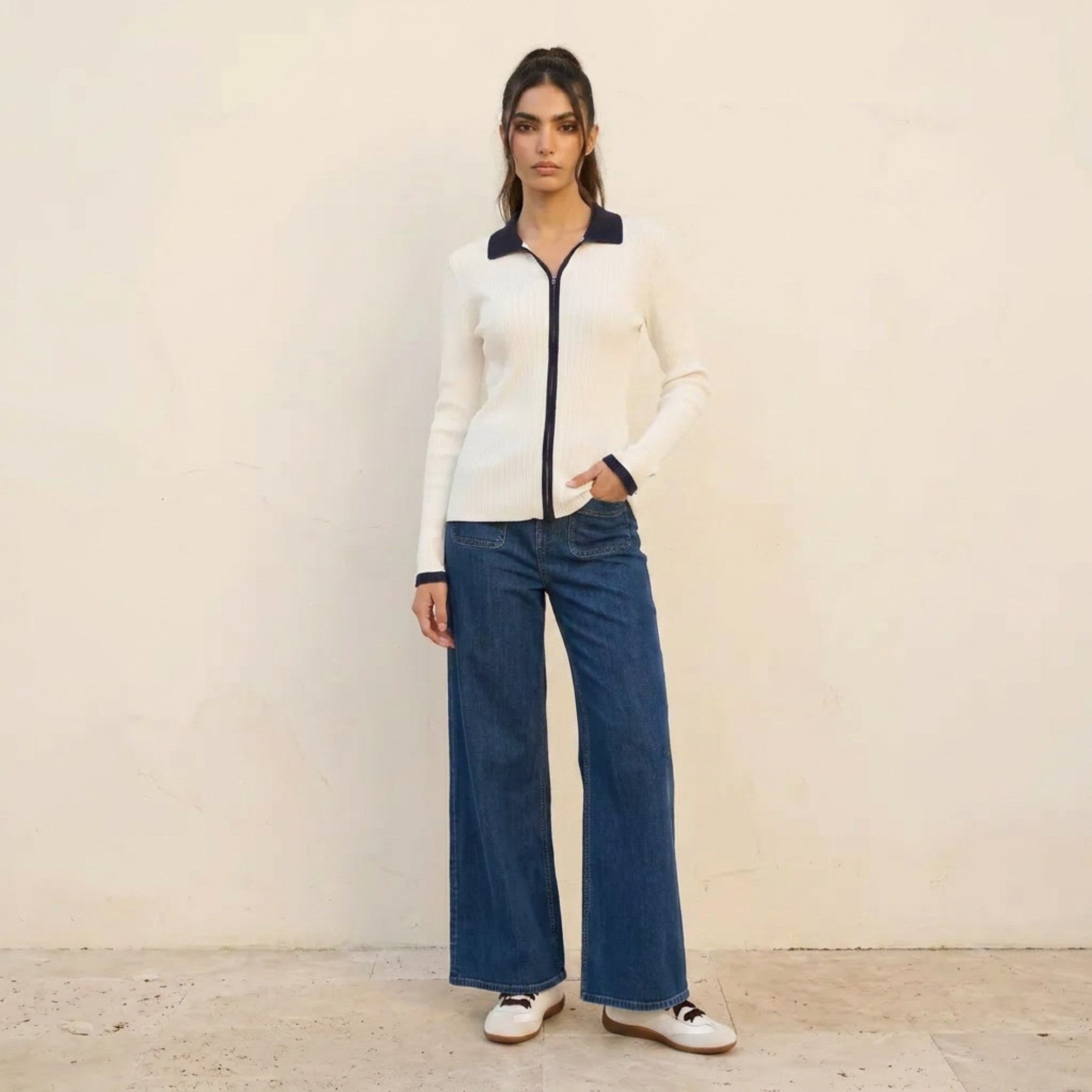 Lee Cooper Wide Leg Belted Cotton Jeans-women-clothing-bottoms-jeans-image-2