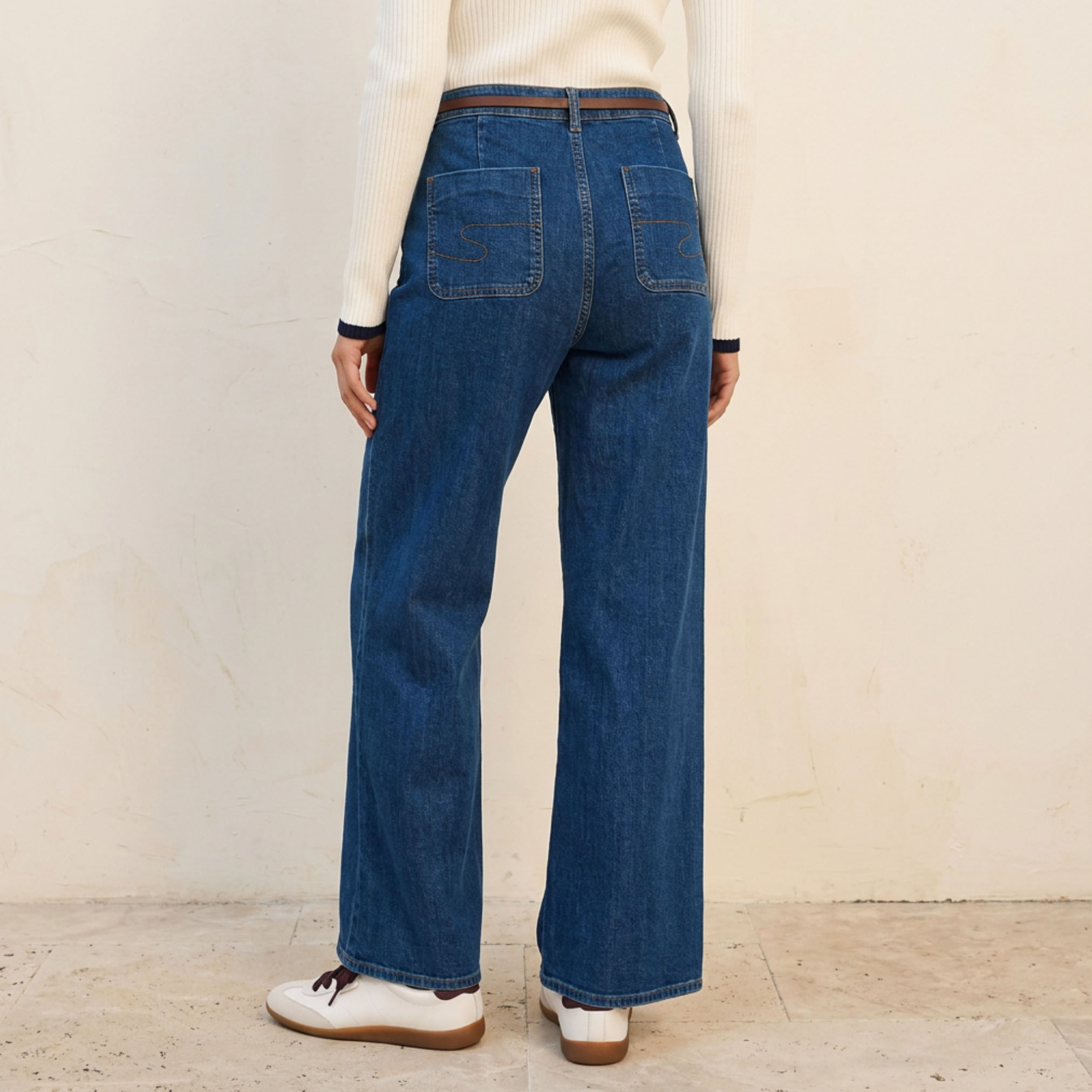 Lee Cooper Wide Leg Belted Cotton Jeans-women-clothing-bottoms-jeans-image-3