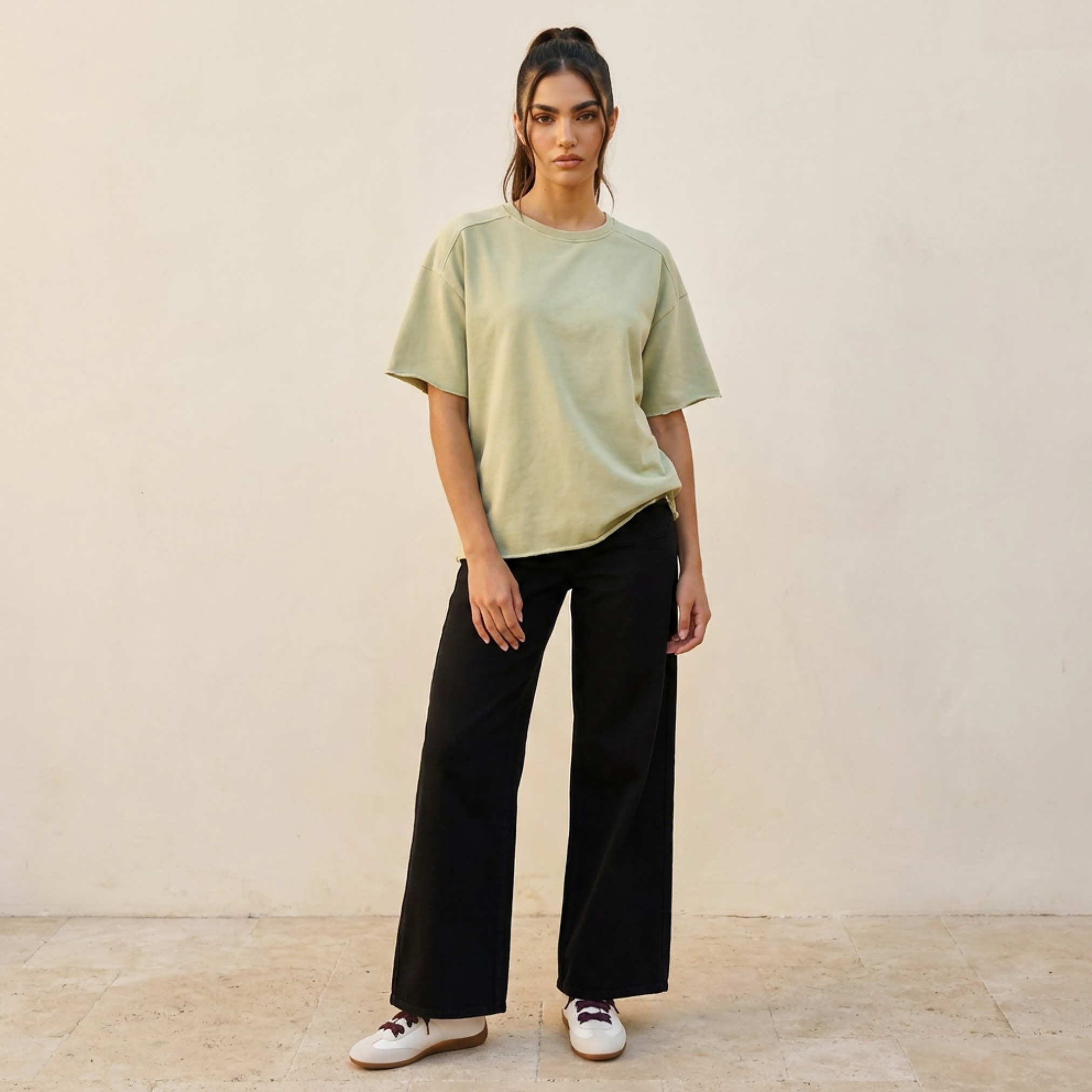 بنطلون جينز قطن واسع الساق مع حزام من لي كوبر-women-clothing-bottoms-jeans-image-2