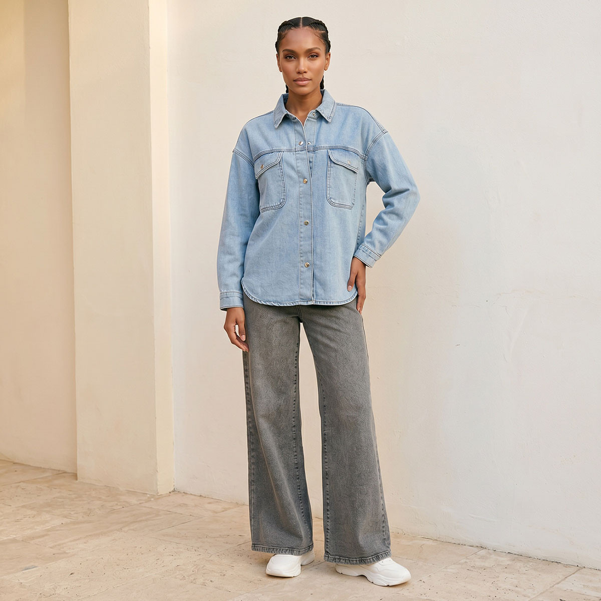 قميص دينم بجيوب من سبلاش دينم-women-clothing-shirtsandblouses-shirts-image-3
