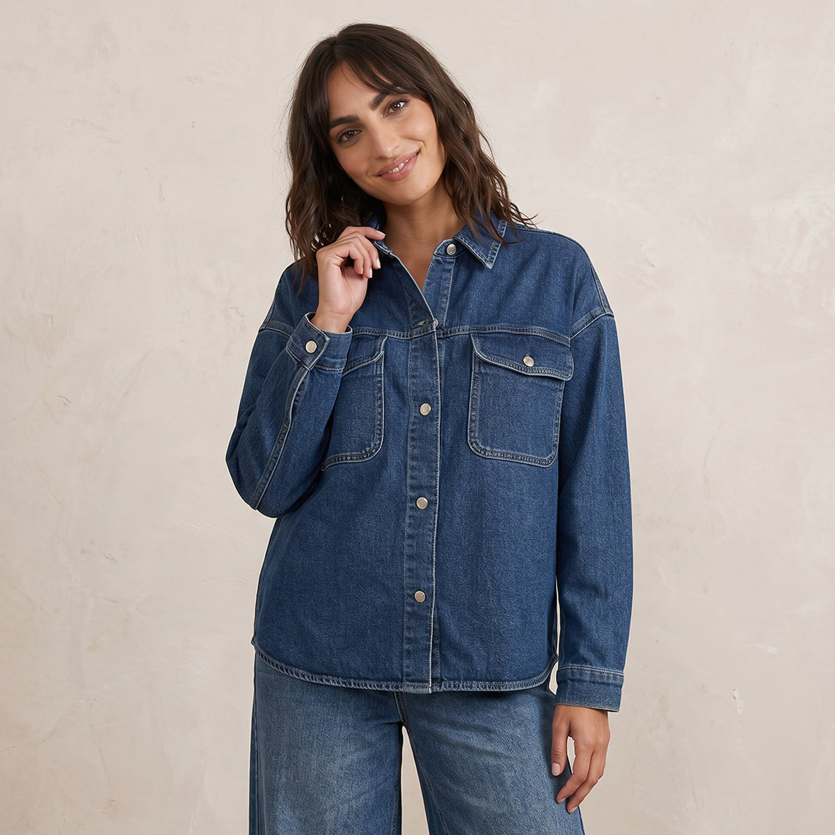قميص دينم بجيوب من سبلاش دينم-women-clothing-shirtsandblouses-shirts-image-1
