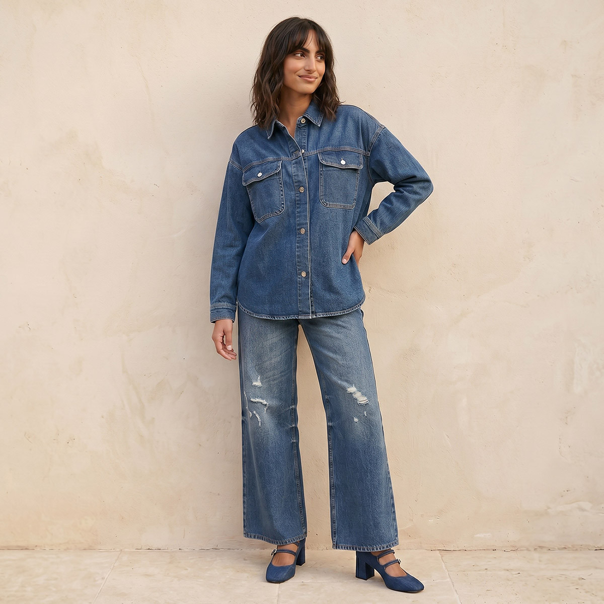 قميص دينم بجيوب من سبلاش دينم-women-clothing-shirtsandblouses-shirts-image-3