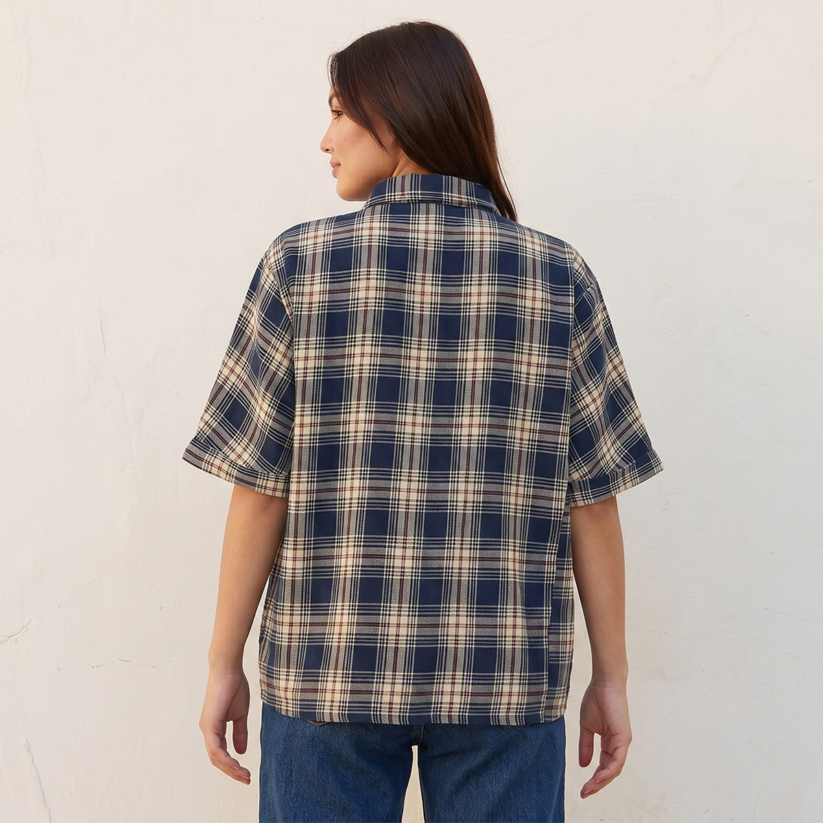 Lee Cooper Regular Fit Cotton Shirt with Checked Detail-women-clothing-shirtsandblouses-shirts-image-4