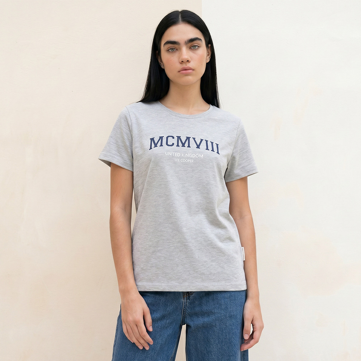 Lee Cooper Relaxed Fit Cotton T-shirt with Logo Print-women-clothing-tshirts-image-1