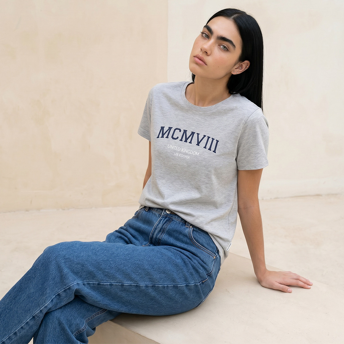 Lee Cooper Relaxed Fit Cotton T-shirt with Logo Print-women-clothing-tshirts-image-5