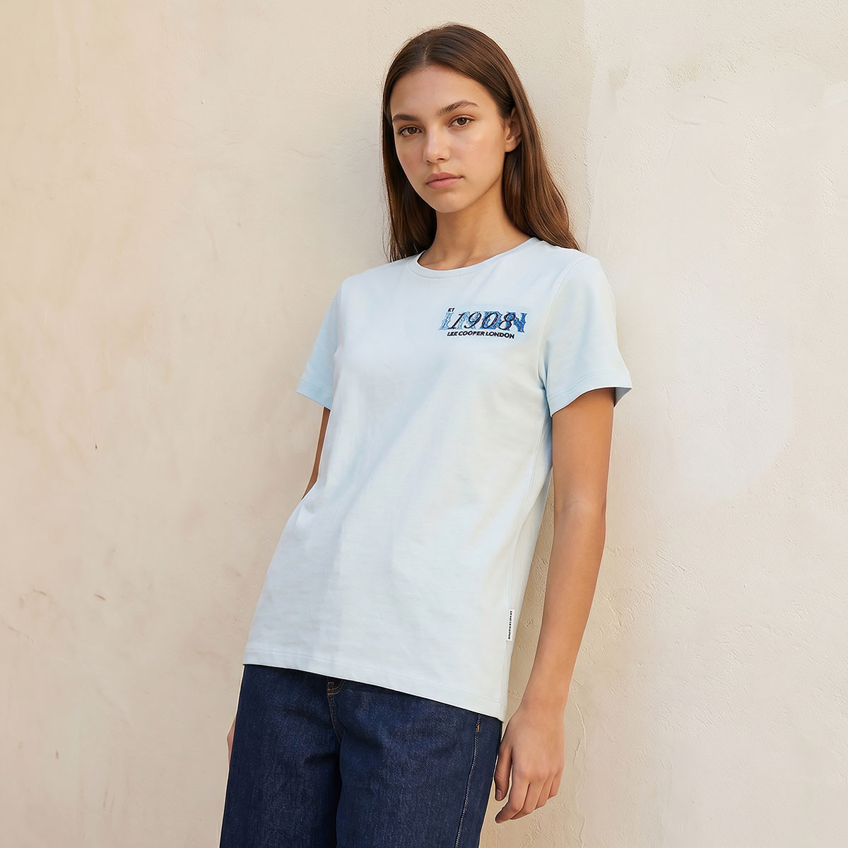 Lee Cooper Relaxed Fit Cotton T-shirt with Logo Print-women-clothing-tshirts-image-1