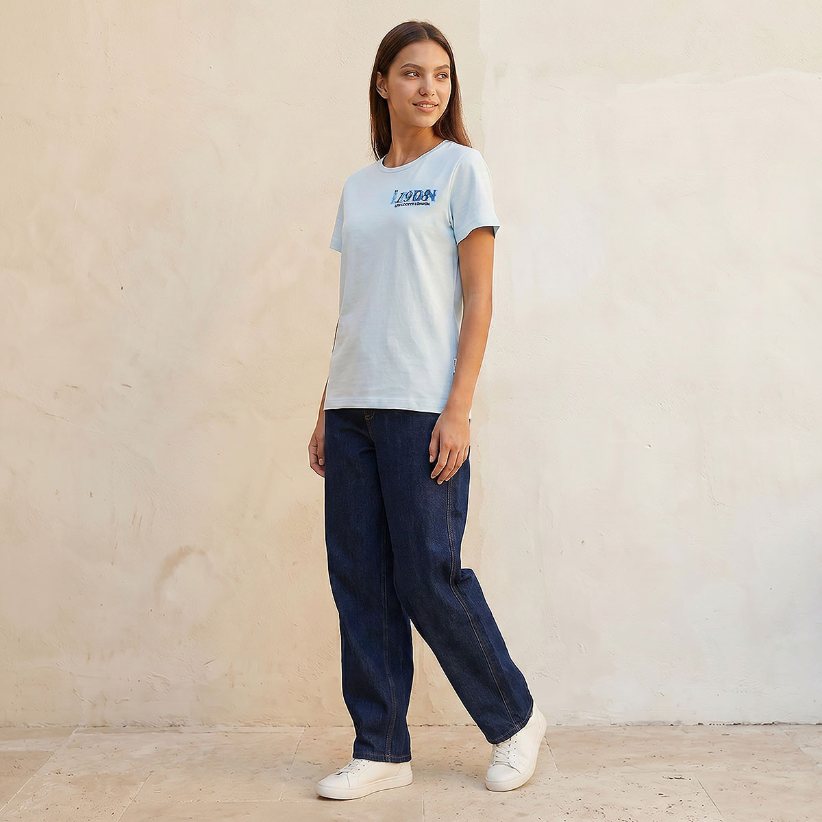 Lee Cooper Relaxed Fit Cotton T-shirt with Logo Print-women-clothing-tshirts-image-3