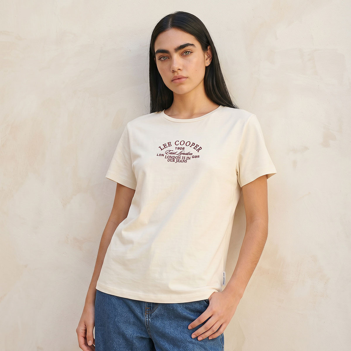 Lee Cooper Relaxed Fit Cotton T-shirt with Logo Print-women-clothing-tshirts-image-1