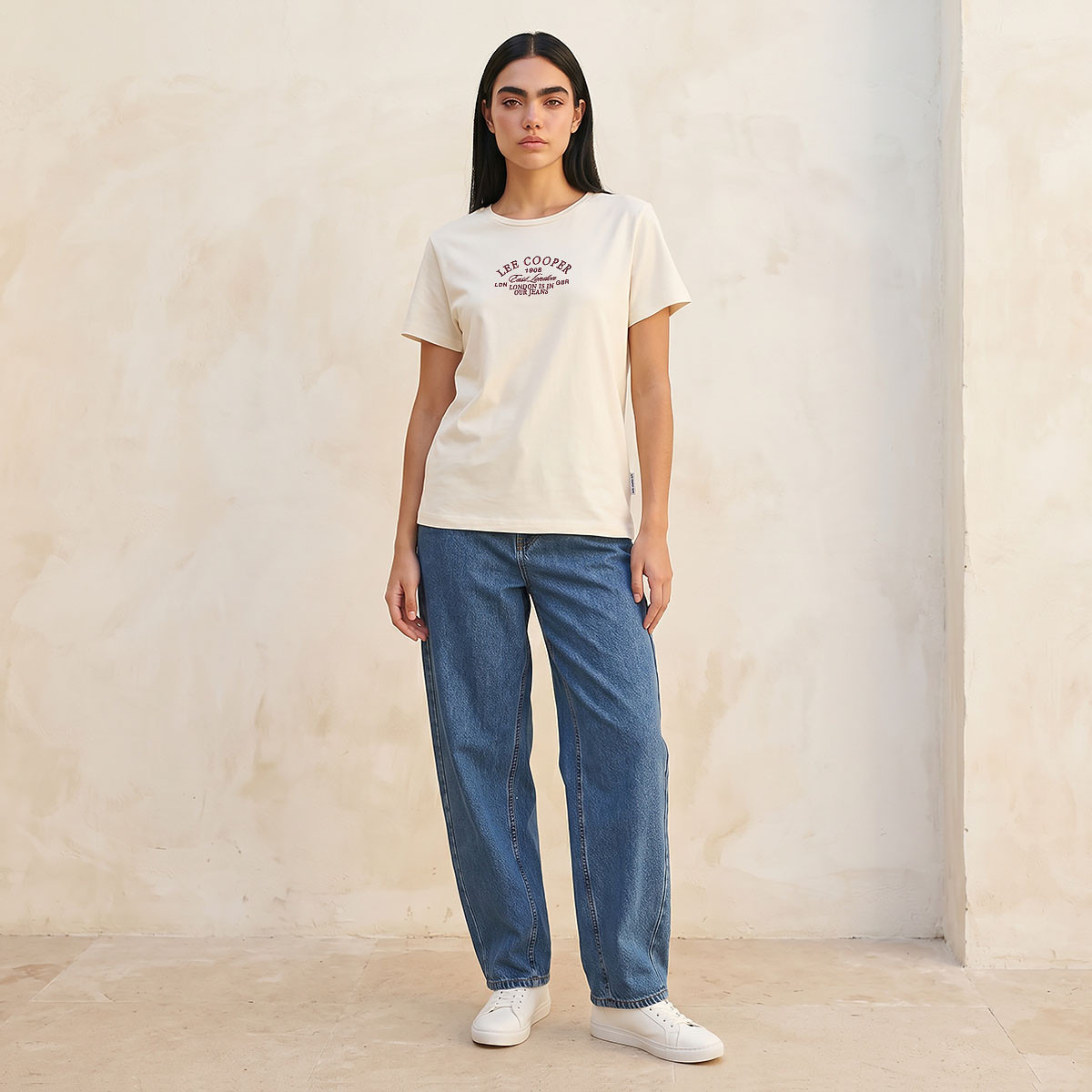 Lee Cooper Relaxed Fit Cotton T-shirt with Logo Print-women-clothing-tshirts-image-3