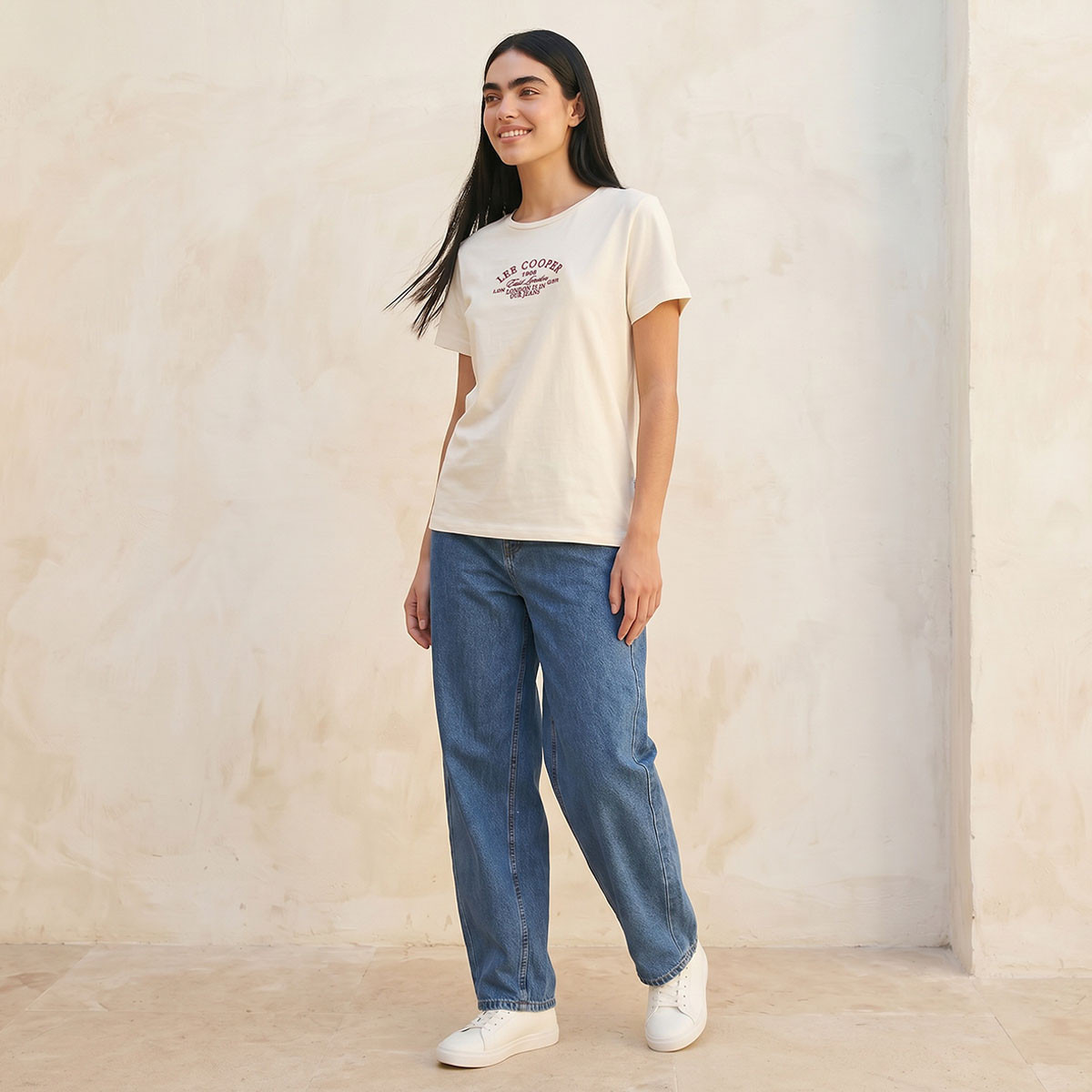 Lee Cooper Relaxed Fit Cotton T-shirt with Logo Print-women-clothing-tshirts-image-5