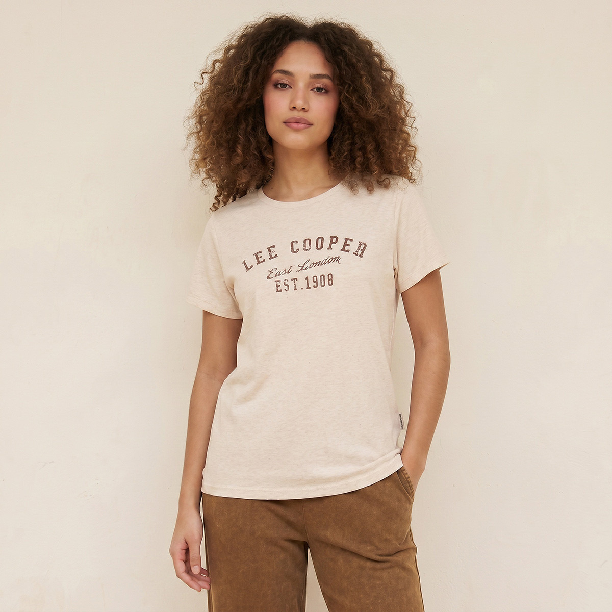 Lee Cooper Relaxed Fit Cotton T-shirt with Logo Print-women-clothing-tshirts-image-1