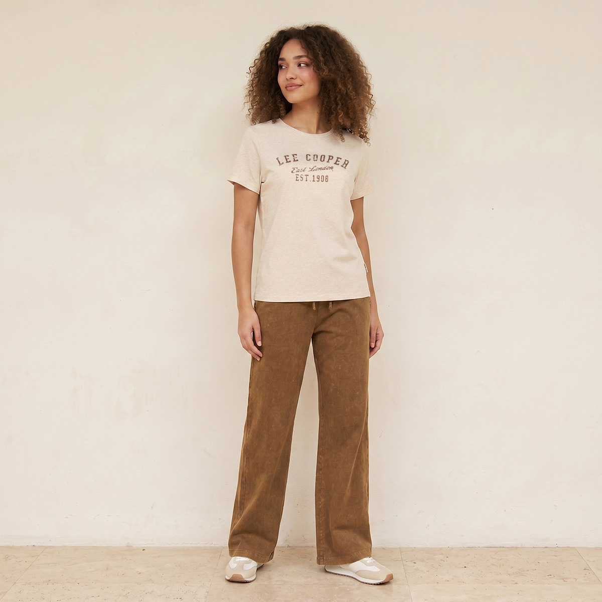 Lee Cooper Relaxed Fit Cotton T-shirt with Logo Print-women-clothing-tshirts-image-3