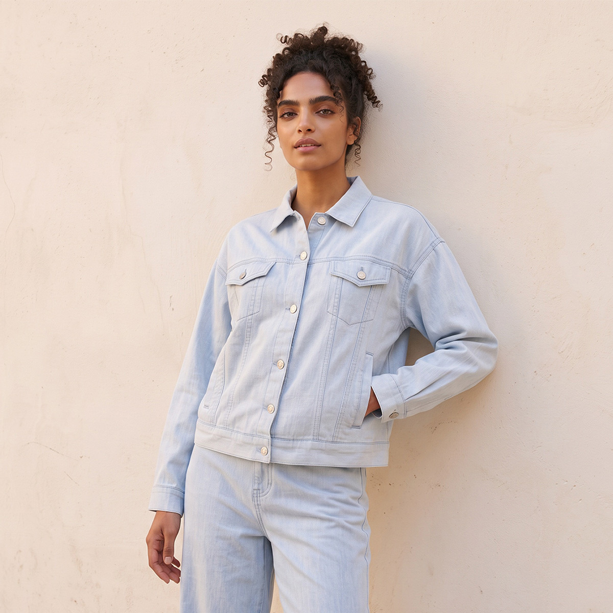 Lee Cooper Linen Blend Trucker Jacket-women-winterwear-coatsandjackets-jackets-image-1