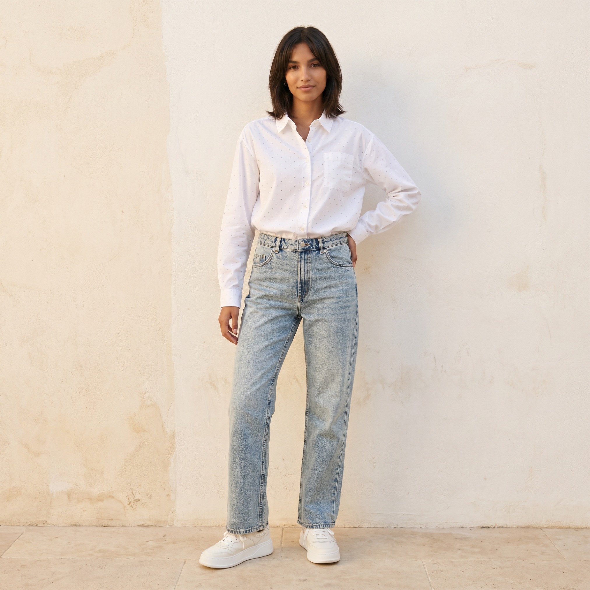 بنطلون جينز قطن بقصة مستقيمة من لي كوبر-women-clothing-bottoms-jeans-image-3