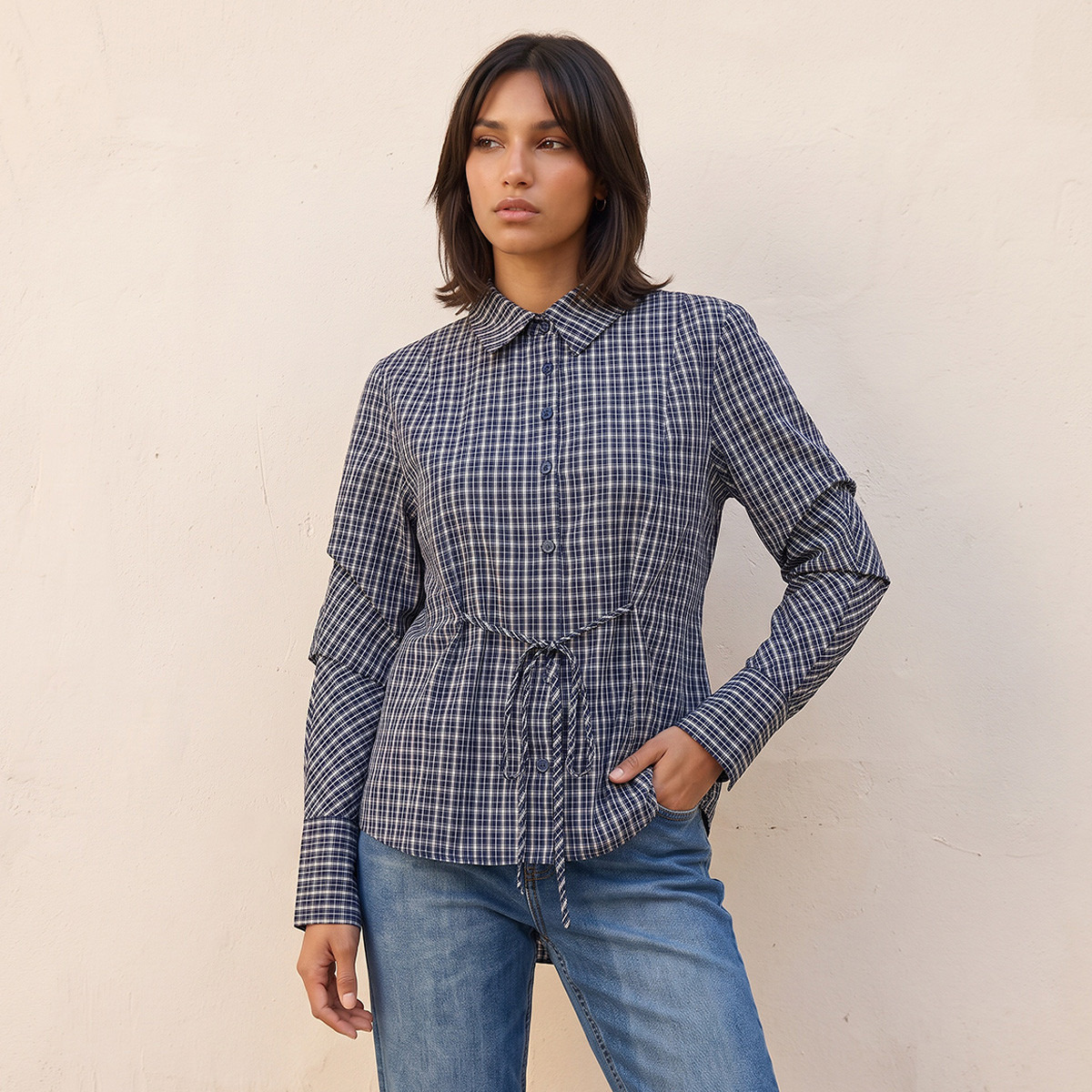 Lee Cooper Shirt with Tie-Ups-women-clothing-shirtsandblouses-shirts-image-4