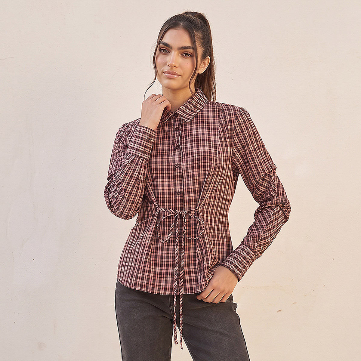 Lee Cooper Shirt with Tie-Ups-women-clothing-shirtsandblouses-shirts-image-5