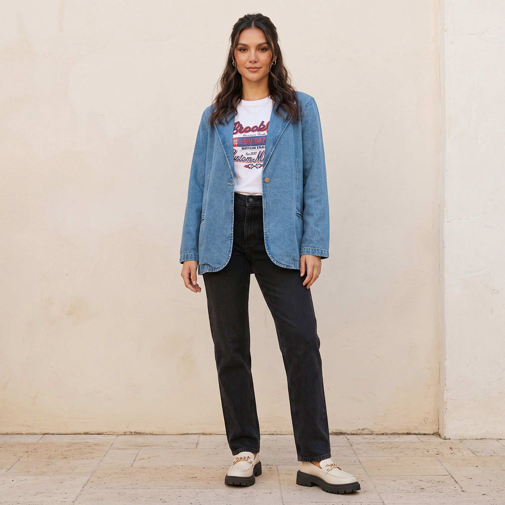 بليزر قطن بياقة مطوية من لي كوبر-women-clothing-coatsandjackets-blazers-image-3