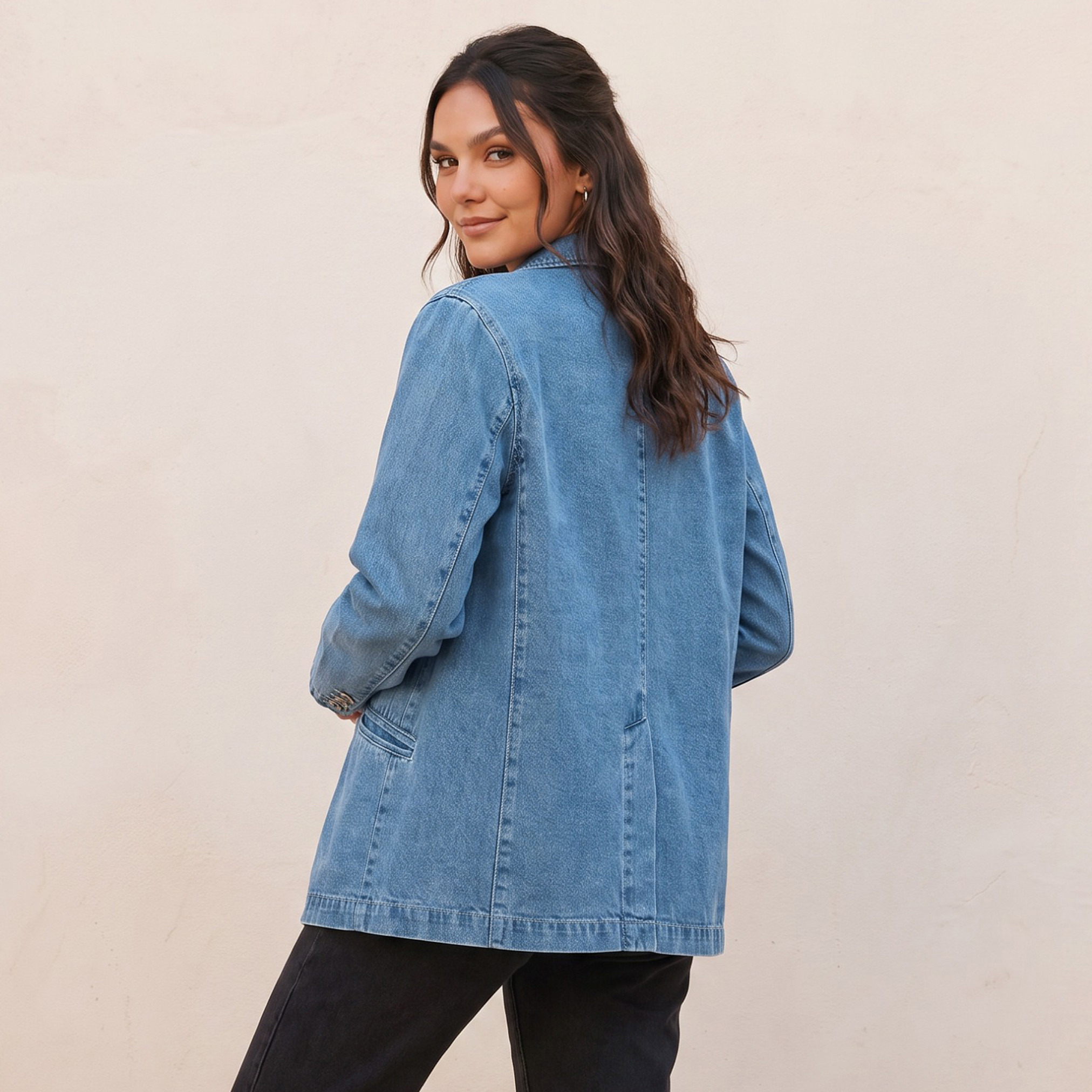 بليزر قطن بياقة مطوية من لي كوبر-women-clothing-coatsandjackets-blazers-image-4