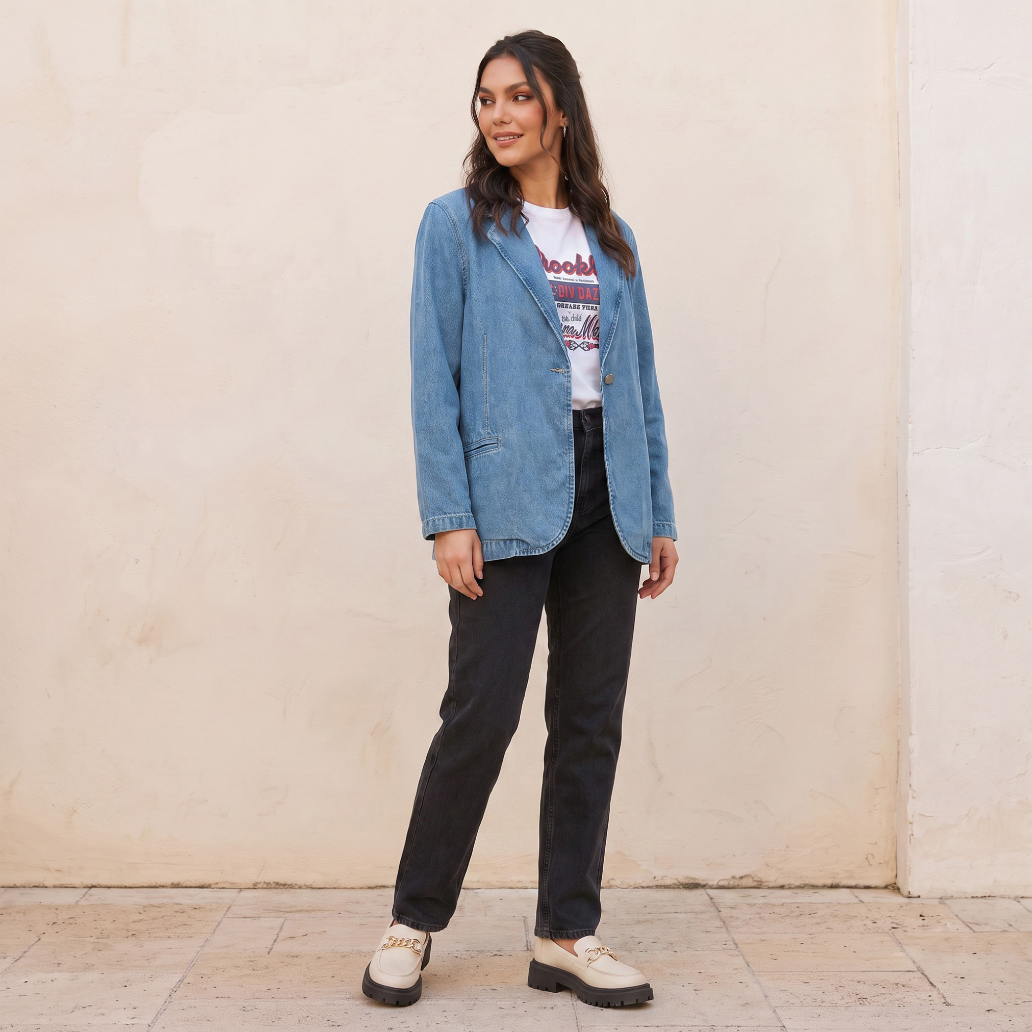 بليزر قطن بياقة مطوية من لي كوبر-women-clothing-coatsandjackets-blazers-image-5