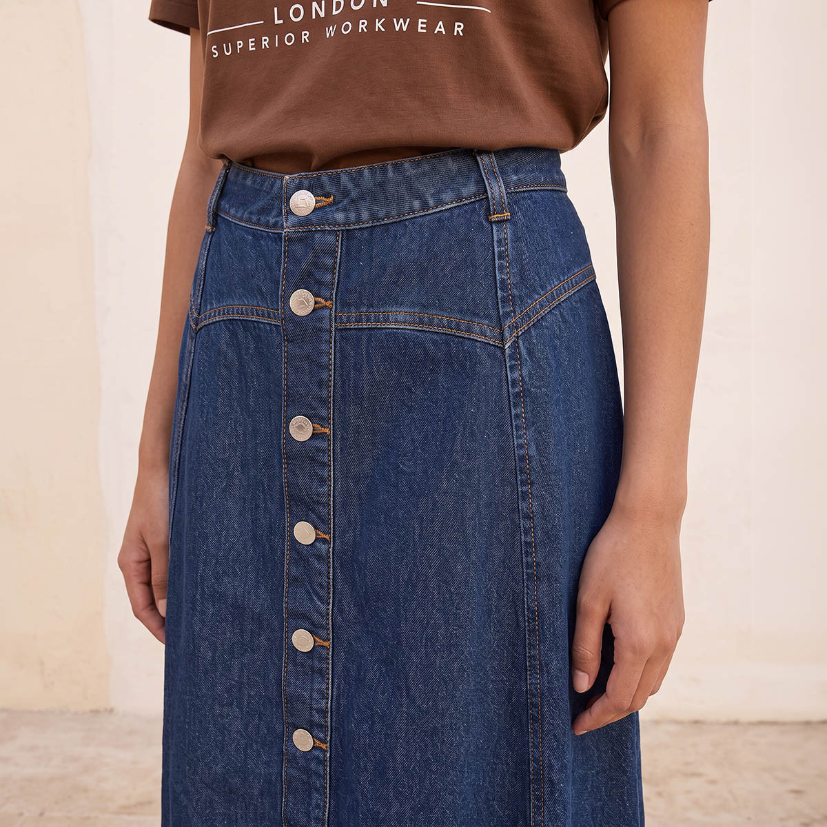 Lee Cooper Midi Cotton Button-Down Skirt-women-clothing-skirts-image-2