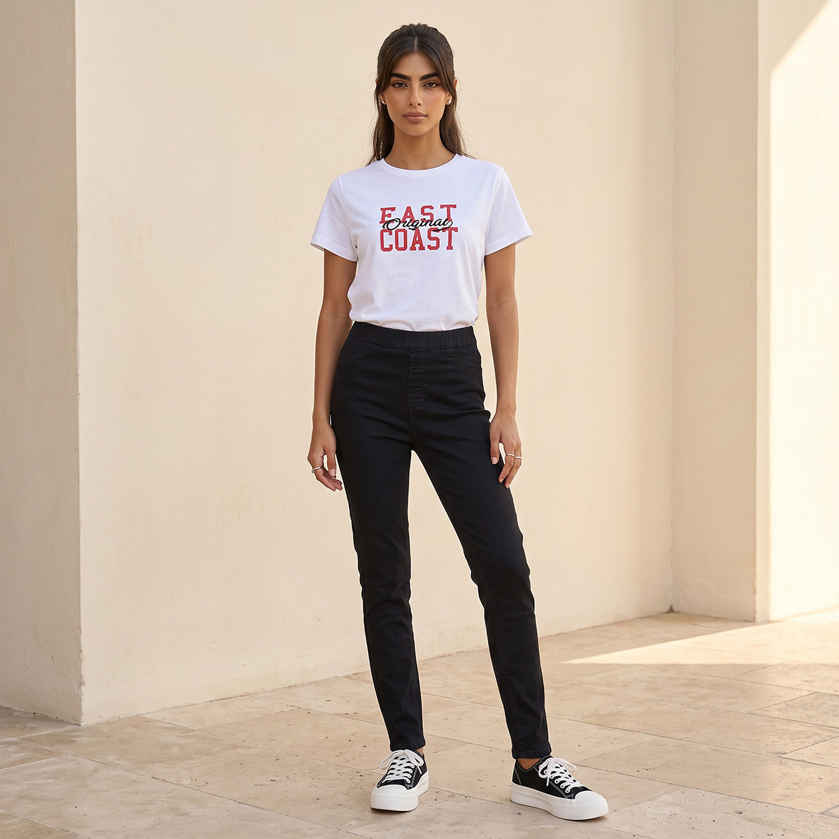 بنطلون جيقنز بقصة سليم وخصر مطاطي من لي كوبر-women-clothing-leggings-image-2