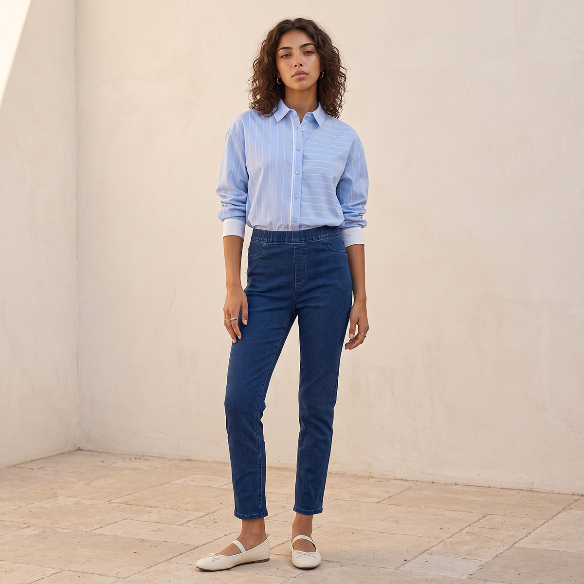 بنطلون جيقنز بقصة سليم وخصر مطاطي من لي كوبر-women-clothing-leggings-image-2