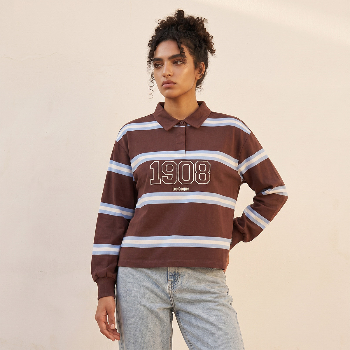 Lee Cooper Polo T-shirt with Stripes-women-winterwear-cardigansandjumpers-jumpers-image-1