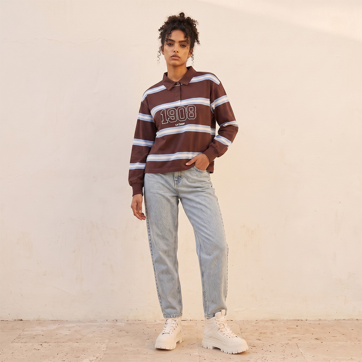 Lee Cooper Polo T-shirt with Stripes-women-winterwear-cardigansandjumpers-jumpers-image-2