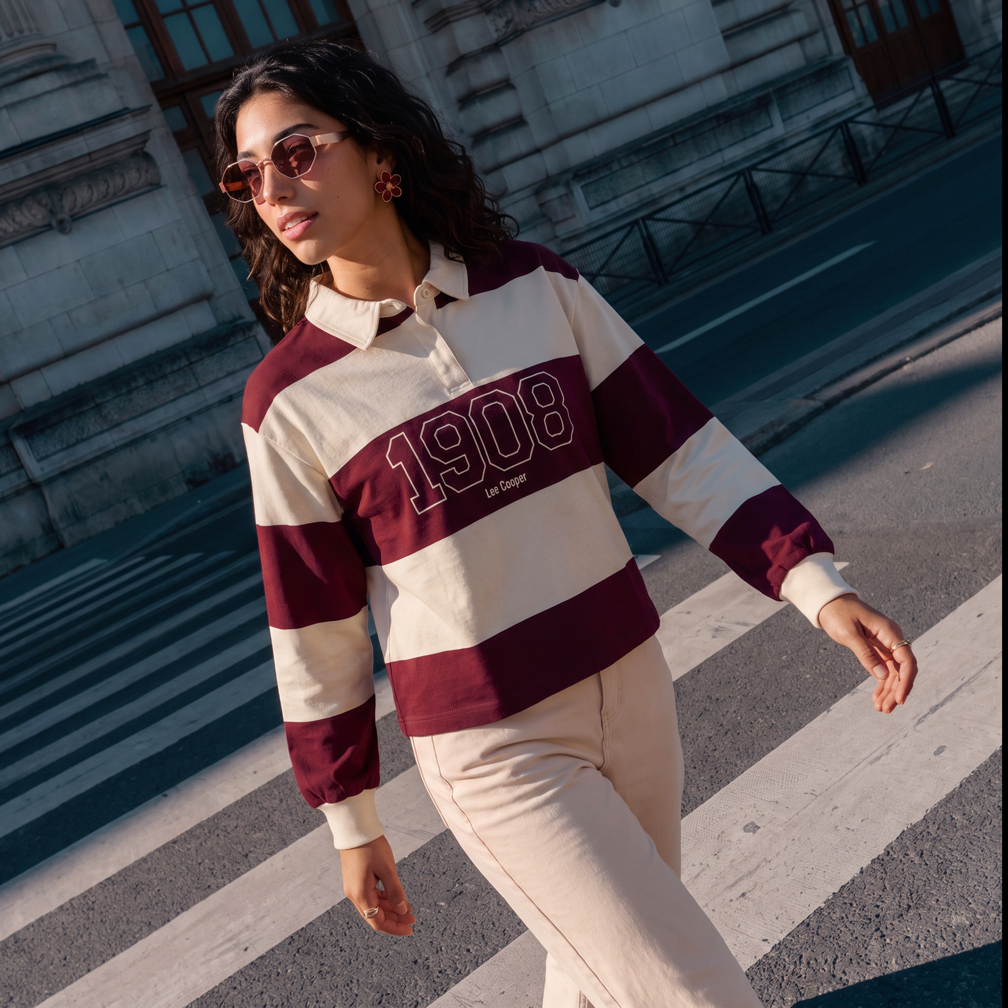 Lee Cooper Polo T-shirt with Stripes-women-winterwear-cardigansandjumpers-jumpers-image-1