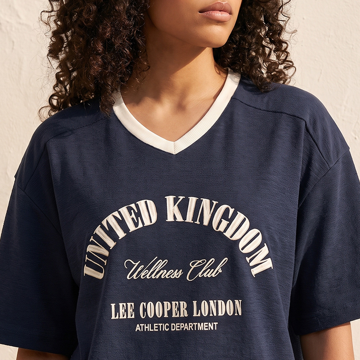 Lee Cooper V-neck Short Sleeves Embroidered T-shirt-women-clothing-tshirts-image-5
