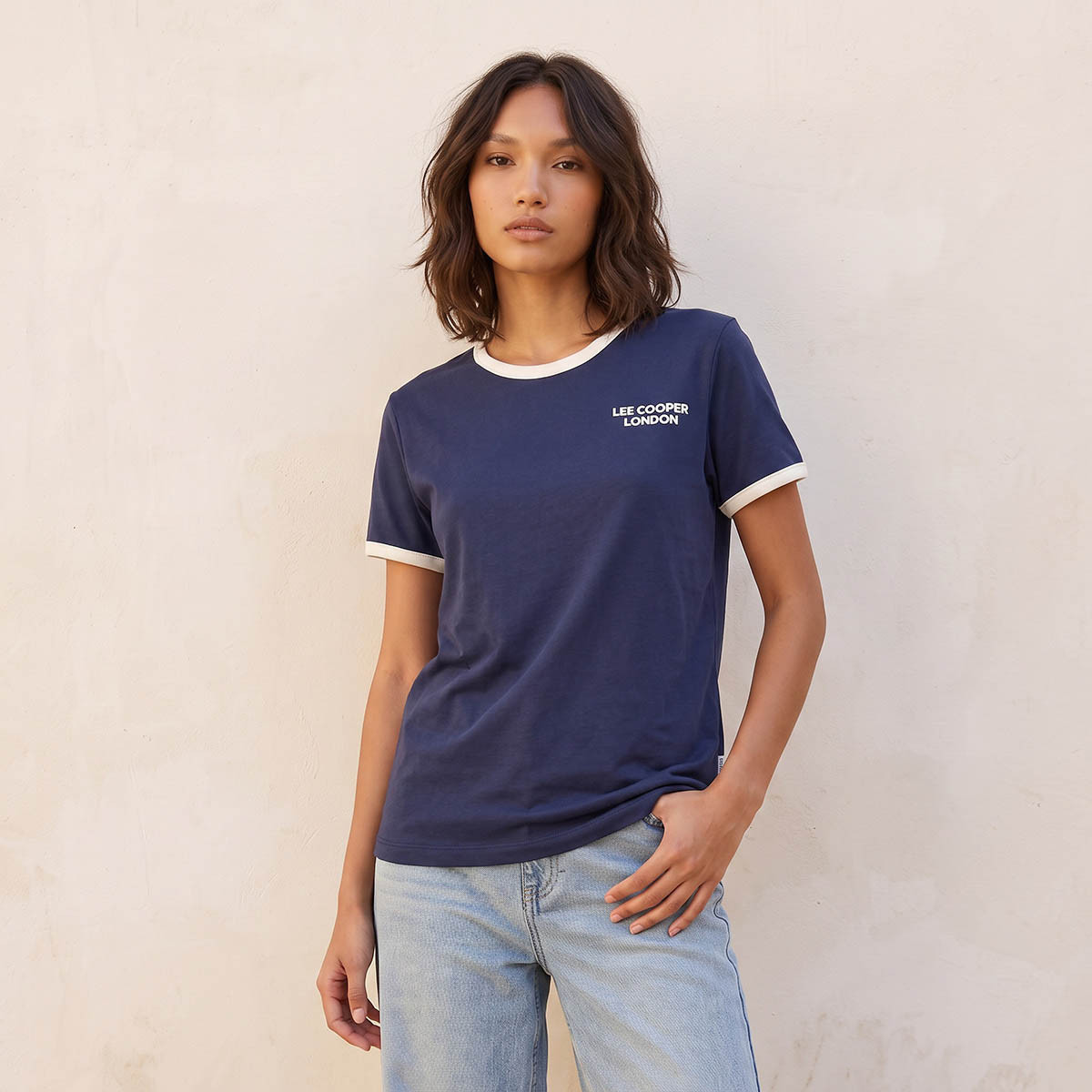 Lee Cooper Relaxed Fit Cotton T-shirt with Logo Print-women-clothing-tshirts-image-1