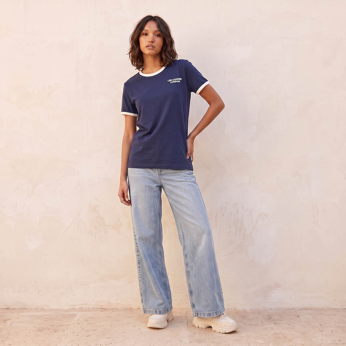 Lee Cooper Relaxed Fit Cotton T-shirt with Logo Print-women-clothing-tshirts-image-2