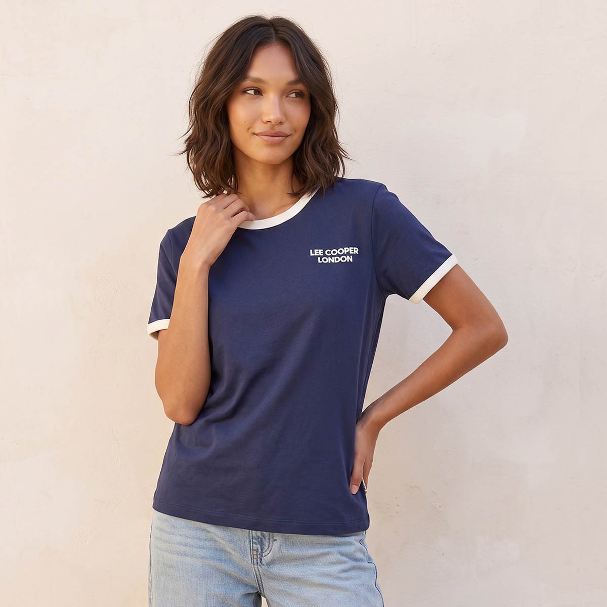 Lee Cooper Relaxed Fit Cotton T-shirt with Logo Print-women-clothing-tshirts-image-5