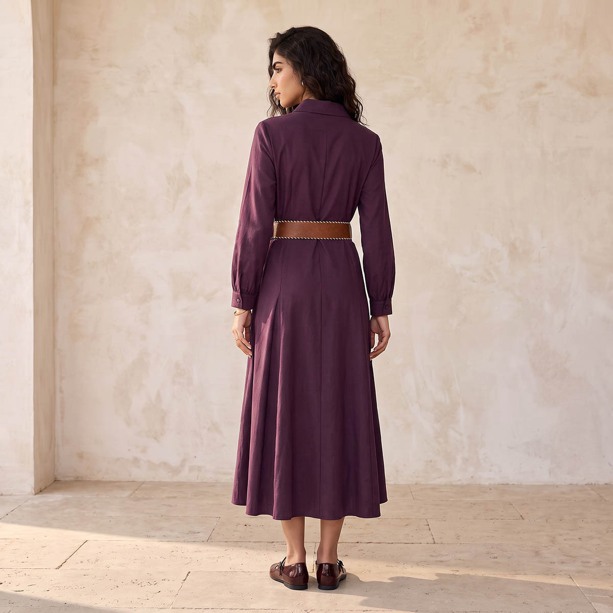 Lee Cooper Maxi Cotton Shirt Dress with Belt-women-clothing-dresses-image-4
