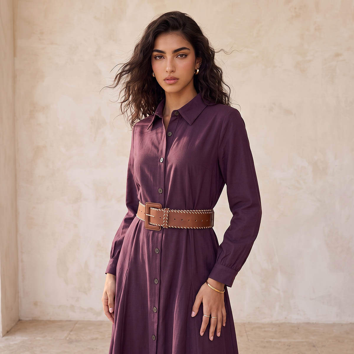 Lee Cooper Maxi Cotton Shirt Dress with Belt-women-clothing-dresses-image-6