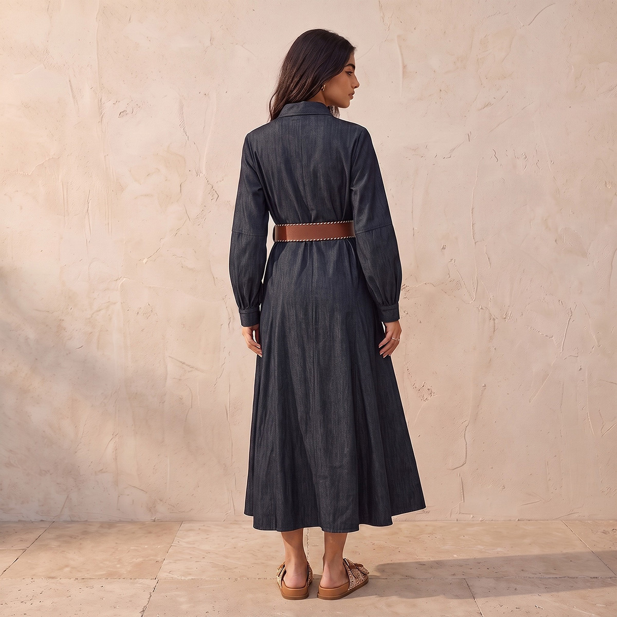 Lee Cooper Maxi Cotton Shirt Dress with Belt-women-clothing-dresses-image-2
