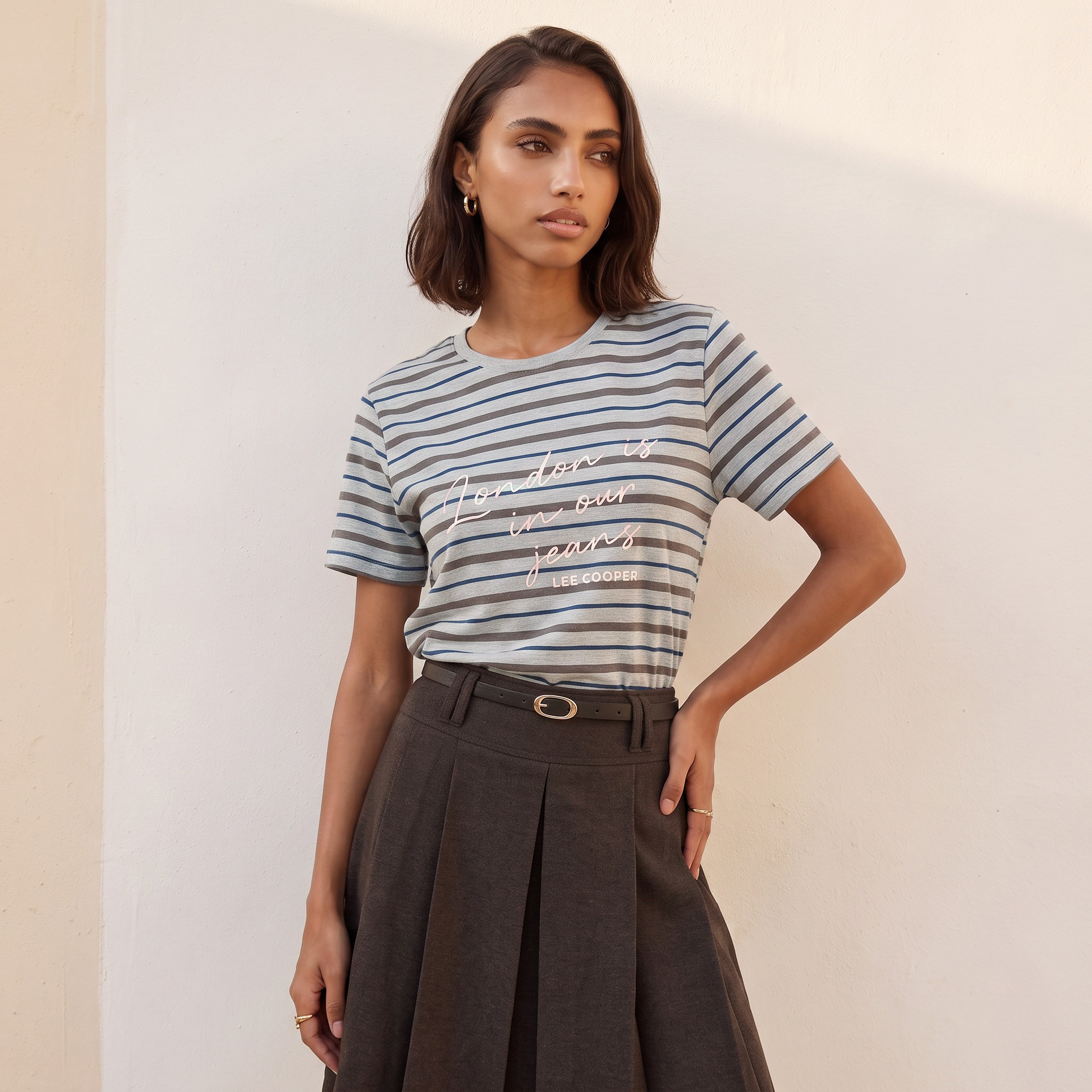 Lee Cooper Relaxed Fit Cotton Striped T-shirt-women-clothing-tshirts-image-1