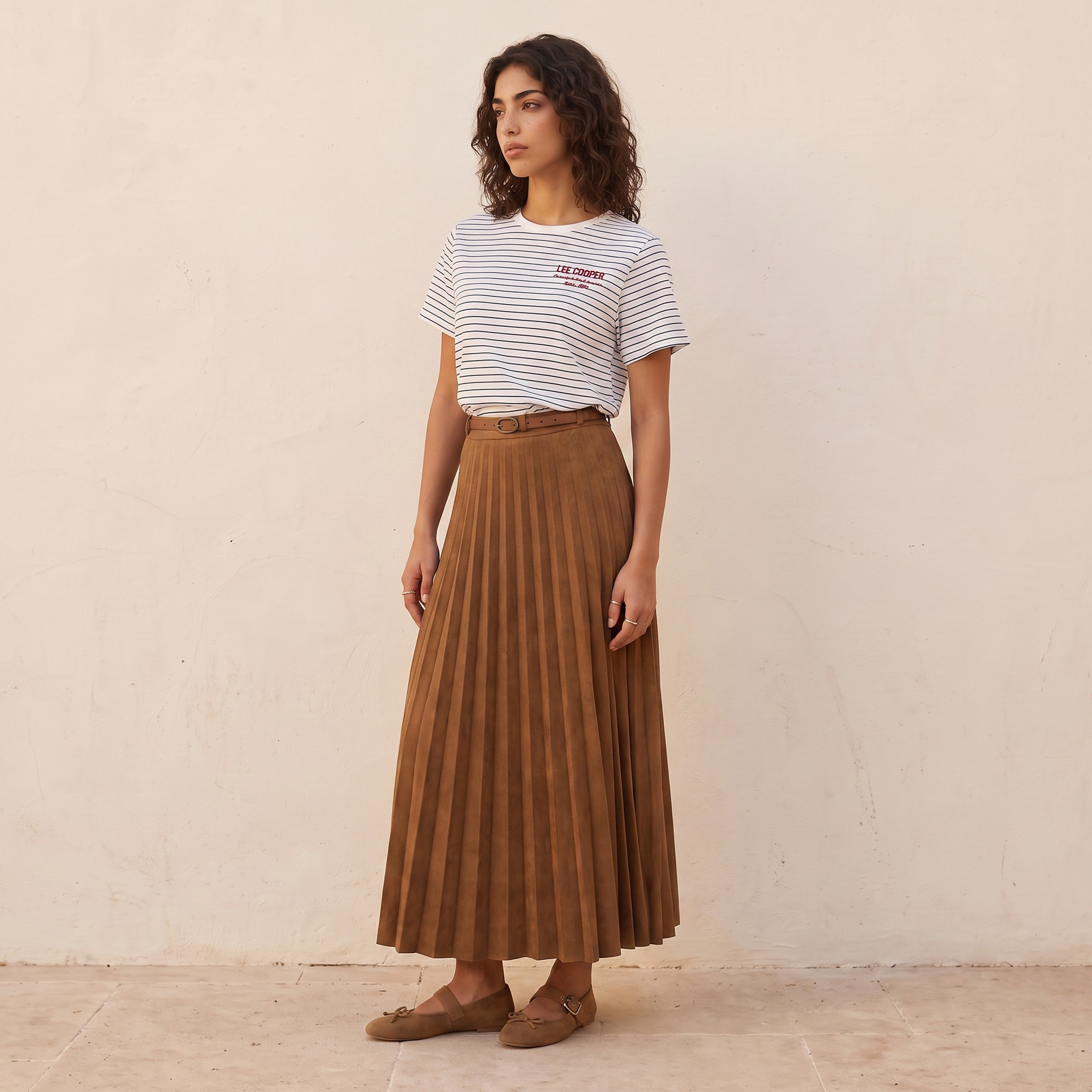 تيشيرت قطن مقلم بقصة مريحة من لي كوبر-women-clothing-tshirts-image-2