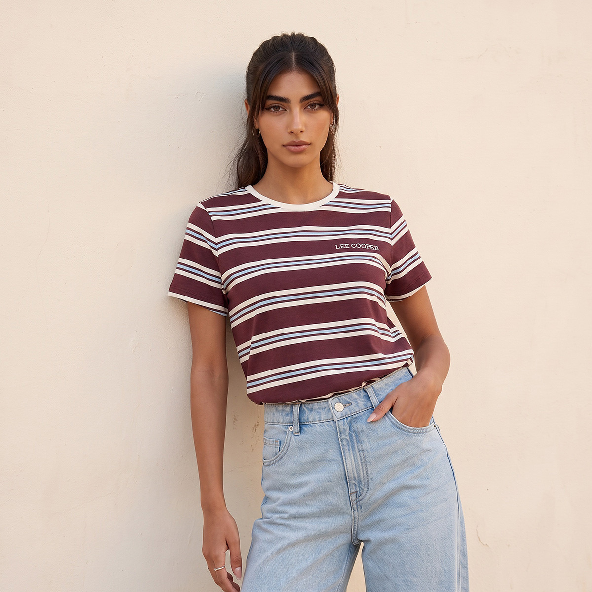 Lee Cooper Relaxed Fit Cotton Embroidered T-shirt-women-clothing-tshirts-image-1