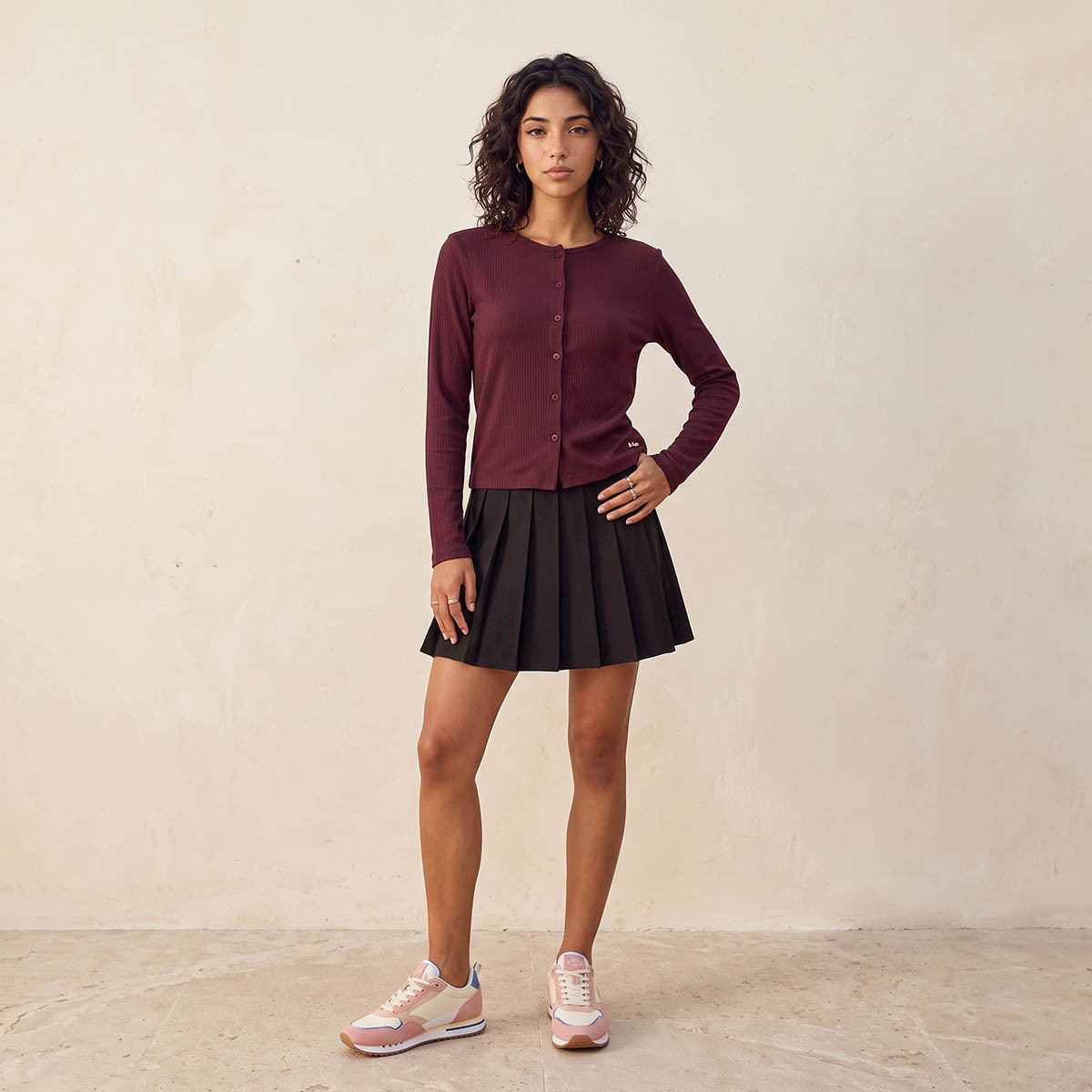 Lee Cooper Ribbed Henley Cardigan with Scallop Trim-women-clothing-cardigansandjumpers-cardigans-image-3