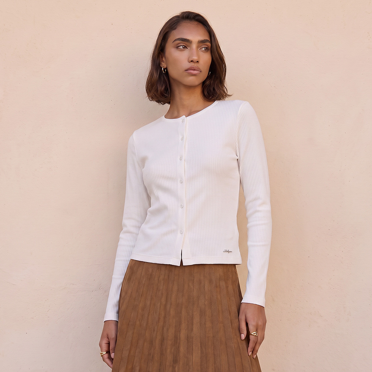 Lee Cooper Ribbed Cardigan with Scallop Trim-women-clothing-cardigansandjumpers-cardigans-image-2