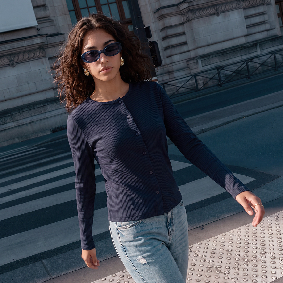 Lee Cooper Ribbed Cardigan with Scallop Trim-women-clothing-cardigansandjumpers-cardigans-image-1