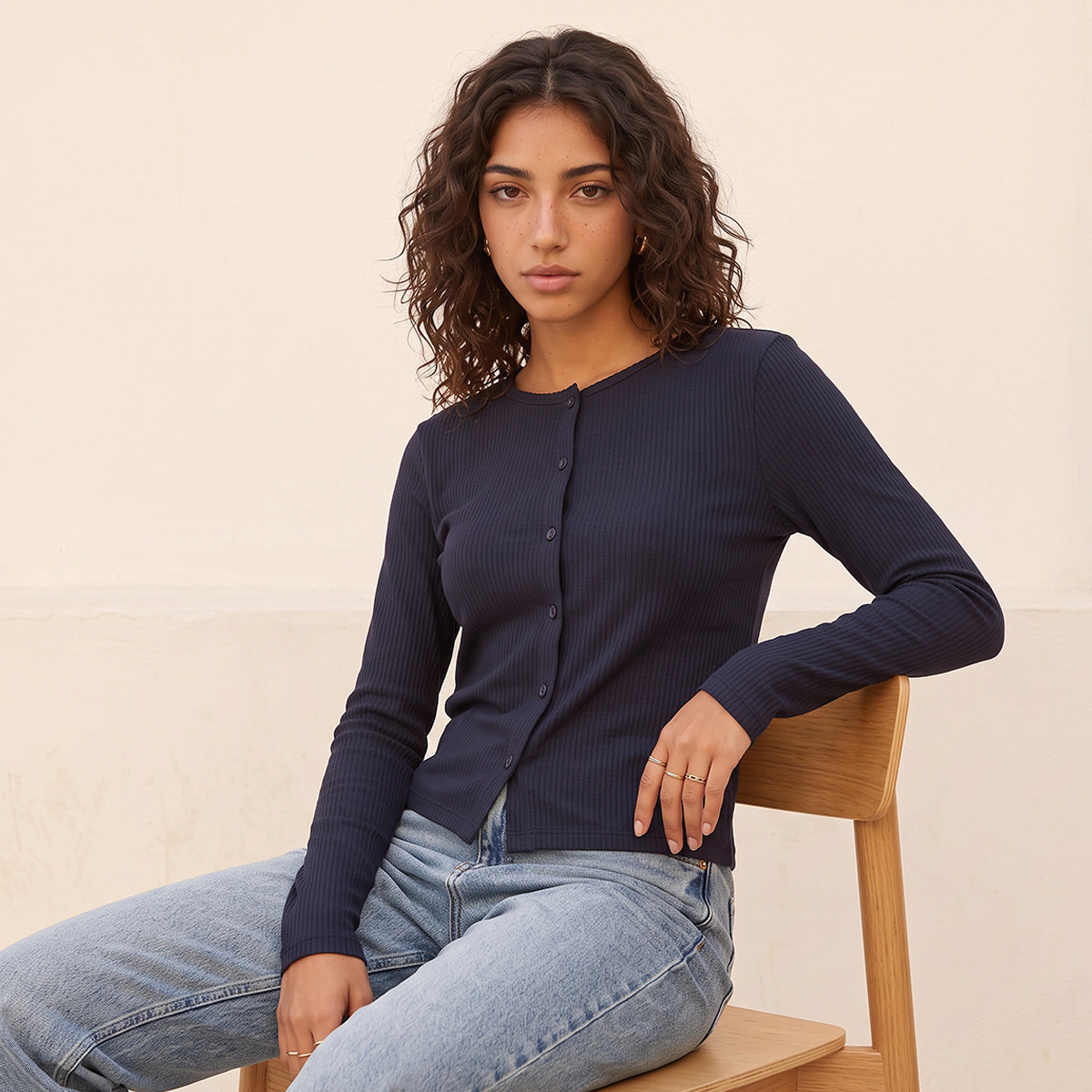 Lee Cooper Ribbed Cardigan with Scallop Trim-women-clothing-cardigansandjumpers-cardigans-image-2
