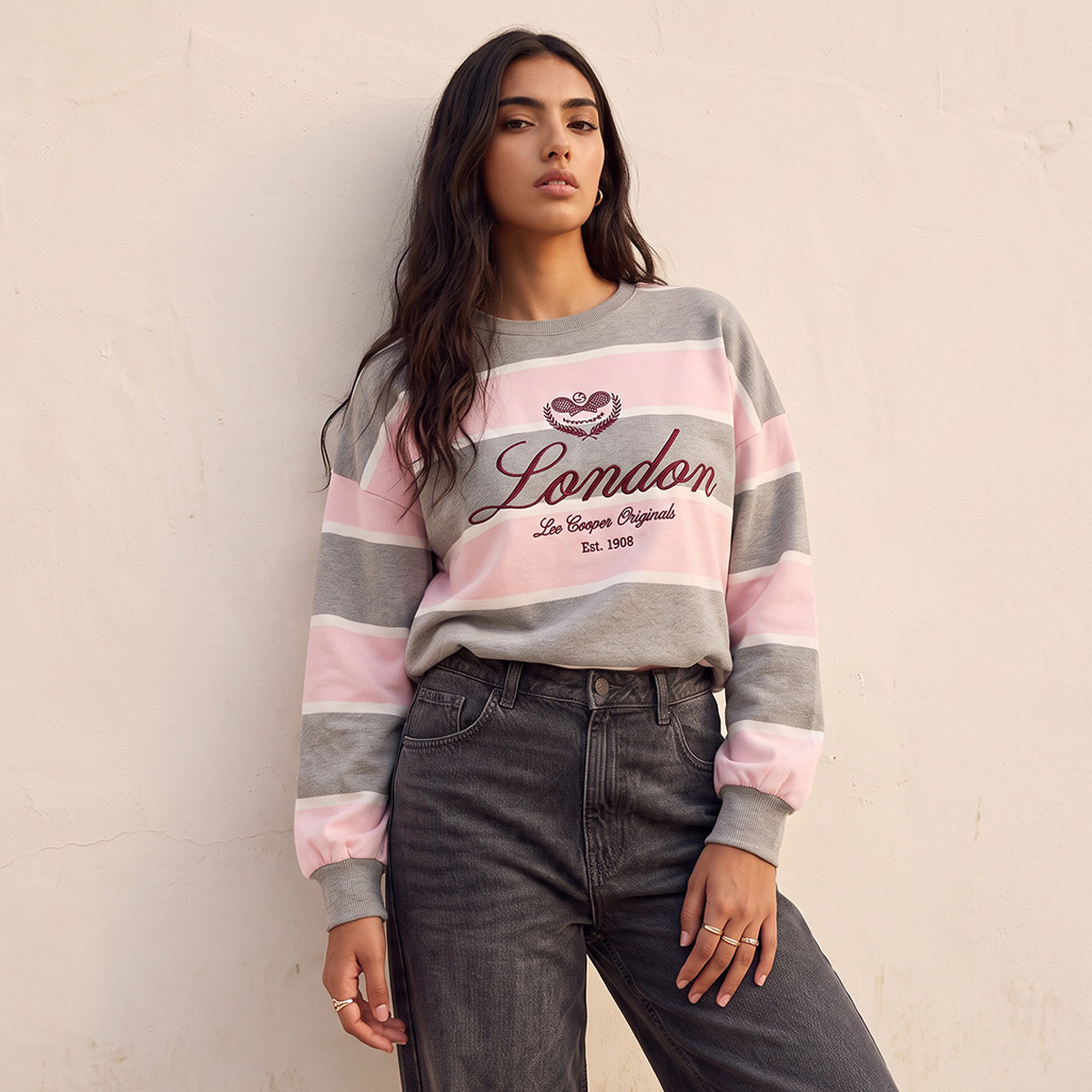 Lee Cooper Oversized Sweatshirt with Logo Print-women-clothing-hoodiesandsweatshirts-sweatshirts-image-2