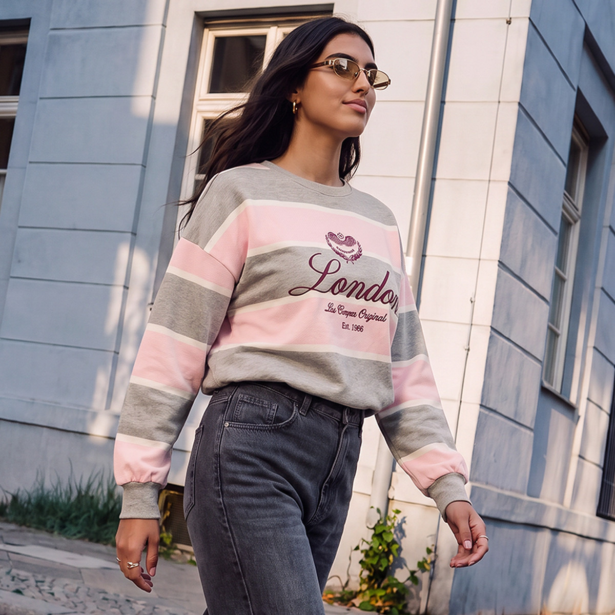 Lee Cooper Oversized Sweatshirt with Logo Print-women-clothing-hoodiesandsweatshirts-sweatshirts-image-1