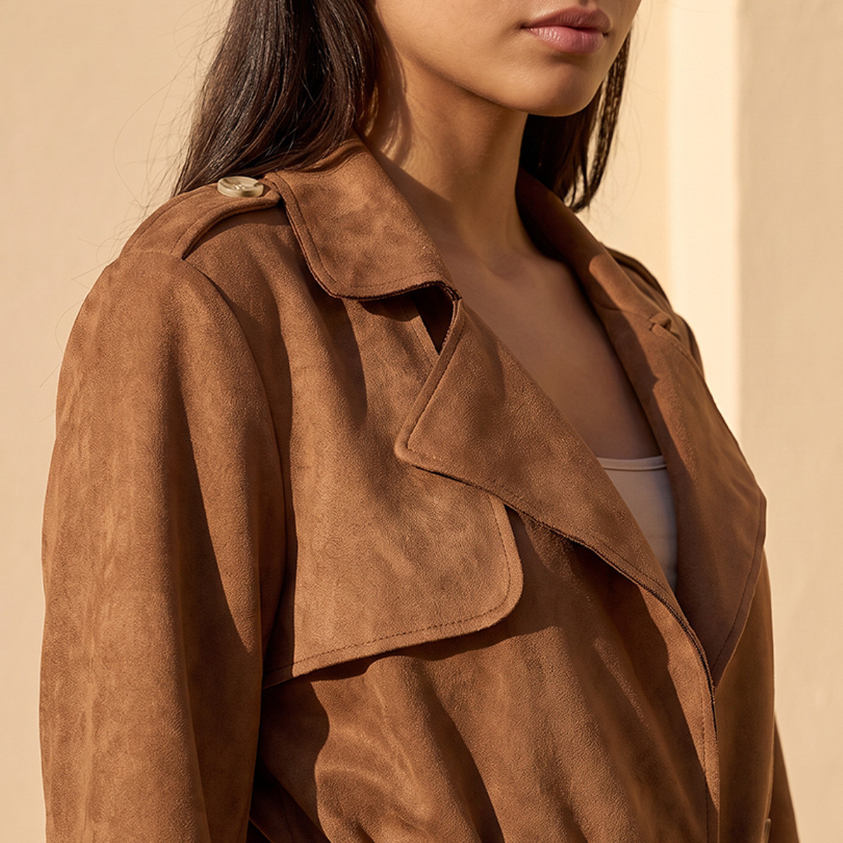 Lee Cooper Suede Trench Jacket with Belt-women-winterwear-coatsandjackets-jackets-image-4