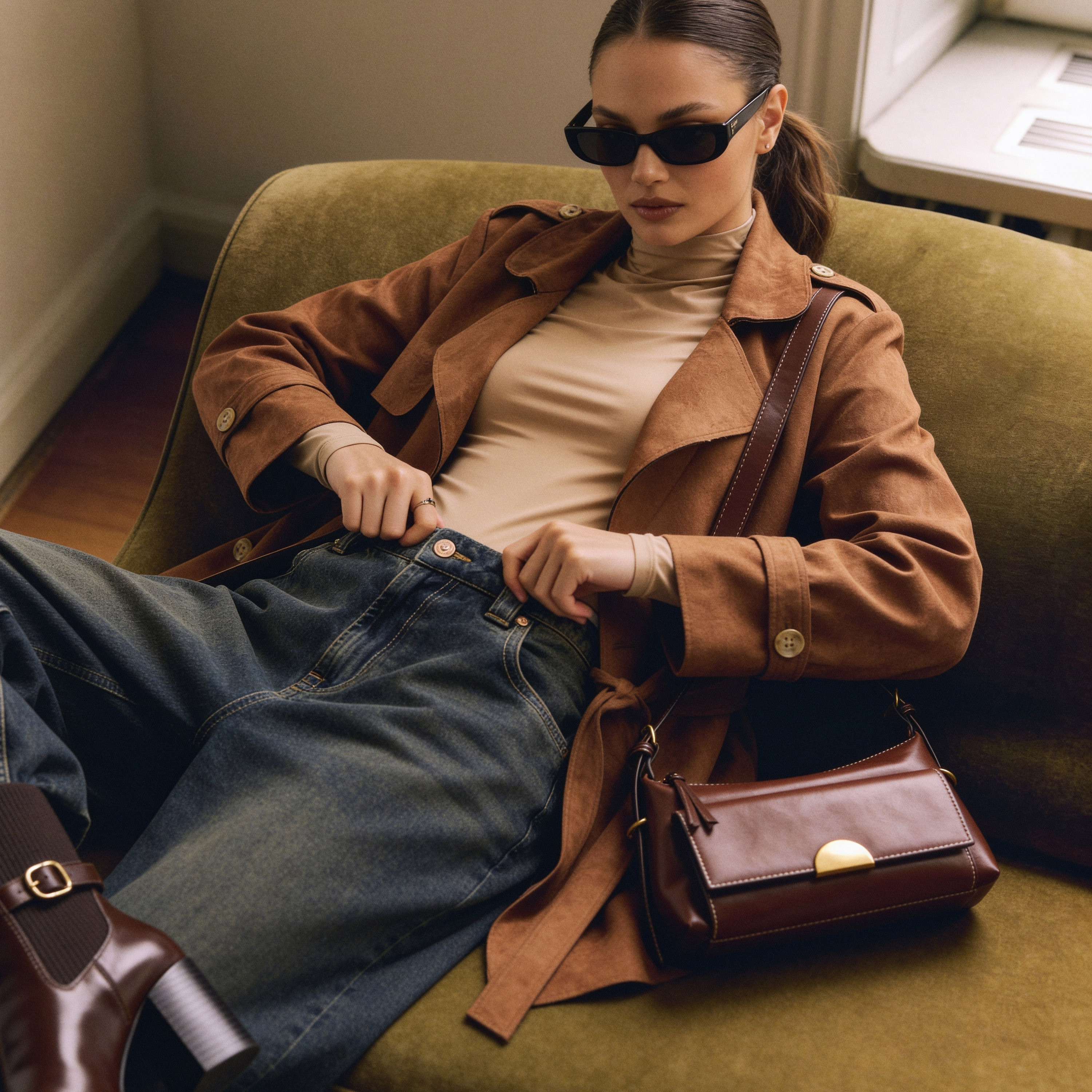 جاكيت ترنش شمواه بحزام من لي كوبر-women-winterwear-coatsandjackets-jackets-image-1
