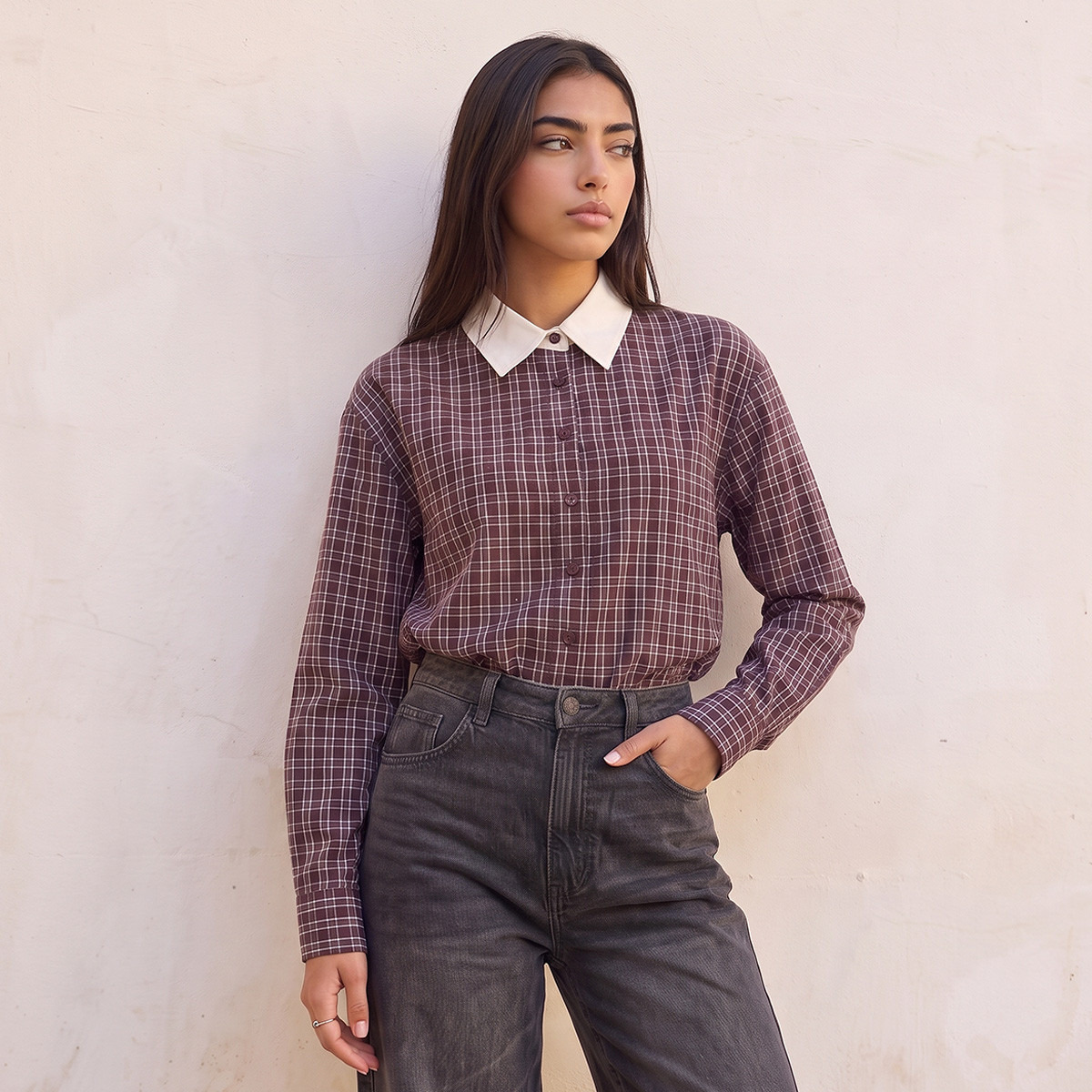 Lee Cooper Cotton Shirt with Checks-women-clothing-shirtsandblouses-shirts-image-2
