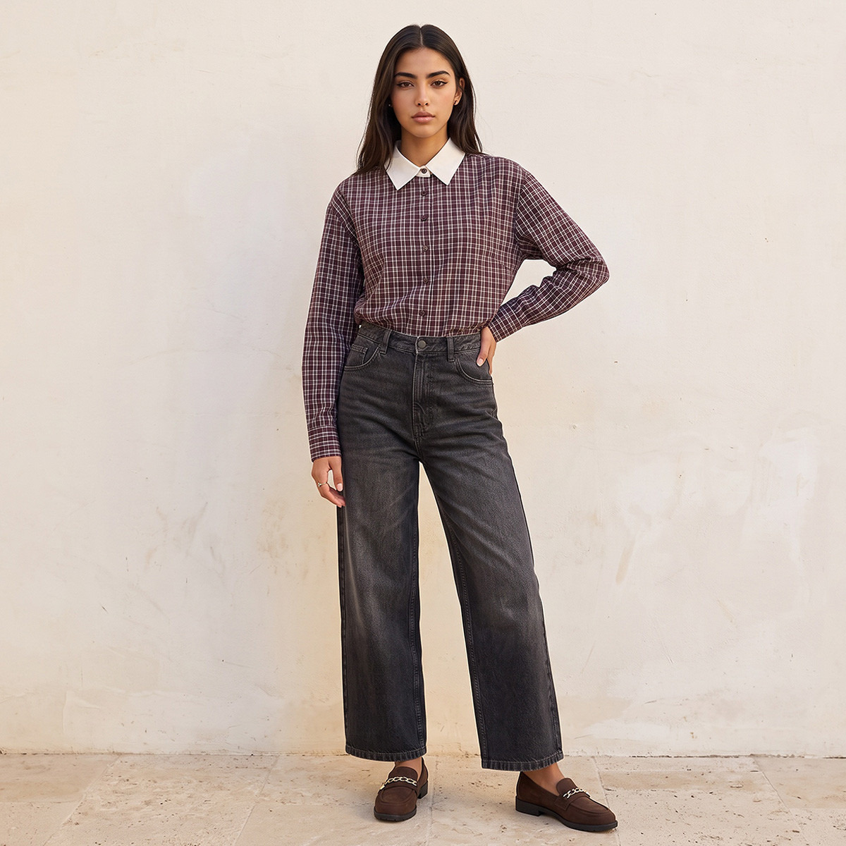 Lee Cooper Cotton Shirt with Checks-women-clothing-shirtsandblouses-shirts-image-3