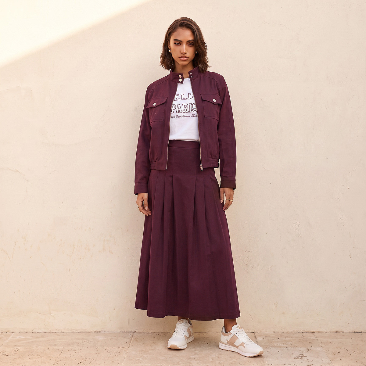 جاكيت بومبر قطن بقصة عادية وجيوب بقلاب من لي كوبر-women-clothing-coatsandjackets-jackets-image-5
